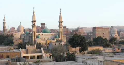 General view of the Northern Cemetery, part of the City of the Dead in Cairo Stock Footage 259854853