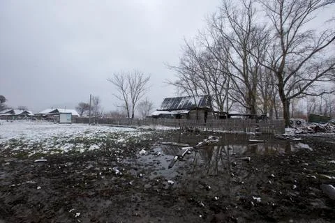 General view of an Old Believer authentic village in the outback of Russia Stock Photos