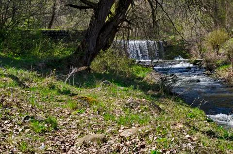 General view of Part at waterfall cascade of river Bistritsa Stock Photos