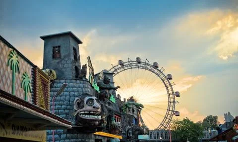 General view of Prater, at sundown Stock Photos