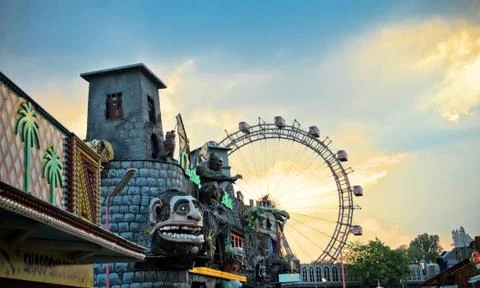 General view of Prater, at sundown Stock Photos
