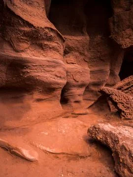 General view of the reddish caves of Can Riera very similar to the Antelope c Foto stock