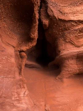 General view of the reddish caves of Can Riera very similar to the Antelope c Stock Photos