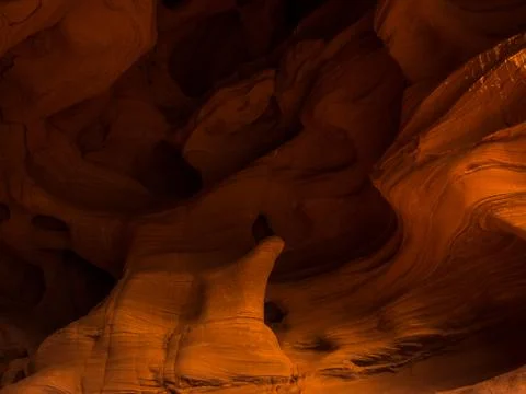 General view of the reddish caves of Can Riera very similar to the Antelope c Stock-Fotos
