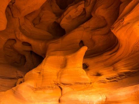 General view of the reddish caves of Can Riera very similar to the Antelope c Stock-Fotos