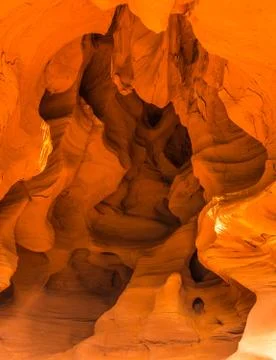 General view of the reddish caves of Can Riera very similar to the Antelope c Stock Photos