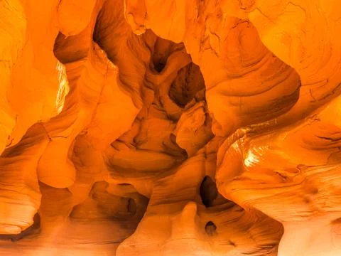 General view of the reddish caves of Can Riera very similar to the Antelope c Stock-Fotos