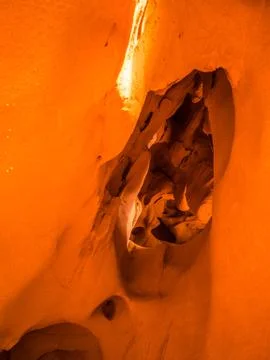General view of the reddish caves of Can Riera very similar to the Antelope c Foto stock