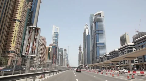 General view on Sheikh zayed road and skyscrapers in Dubai, UAE Video stock 958151