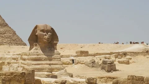 General view of the sphinx and the pyramids of giza Stock Footage 159799799