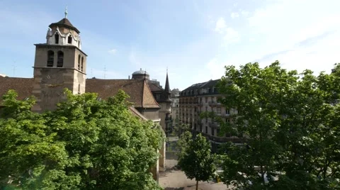 General view of St. Pierre Cathedral's square Stock Footage 68521253