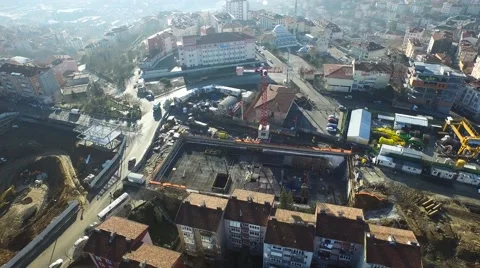 General View of a Subway Station Construction in the City Stock Footage 60765613
