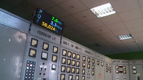 General view of switchboard for a thermal power plant panorama of the electri Stock Footage 113416731