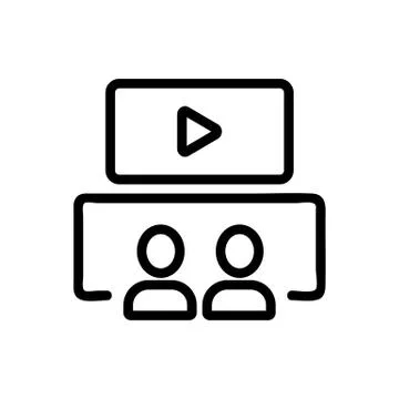 General view video of two people icon vector outline illustration Stock Illustration