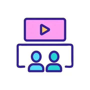 General view video of two people icon vector outline illustration Stock Illustration