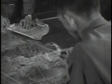 General William Benjamin Kean spot checks cartographers of the 48th Army Video stock 75762195