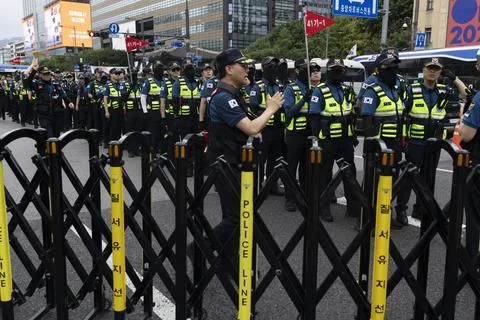 General workers strike calling for guarantee of basic labor rights in Seoul, Rep Stock Photos