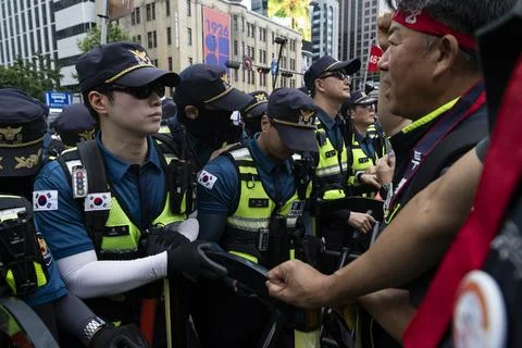General workers strike calling for guarantee of basic labor rights in Seoul, Rep Stock Photos