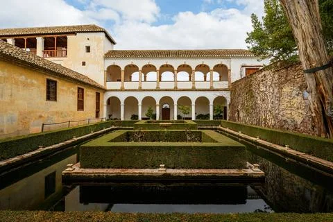 Generalife gardens at Alhambra, Granada, Spain Stock Photos