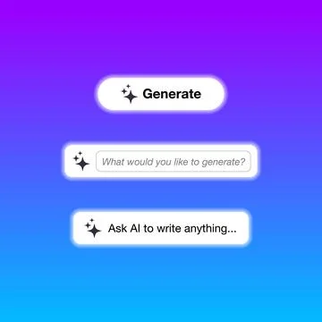 Generate AI buttons template Stock Illustration