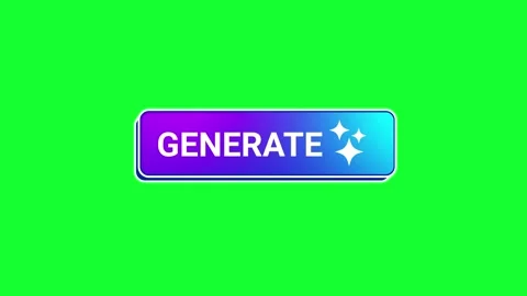 GENERATE button 3D click animation with sparkle icons on green screen backg.. Stock Footage 341492630