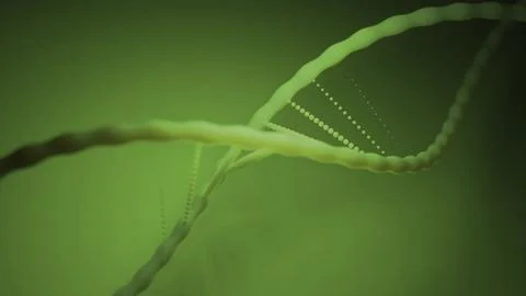 Generated 3d dna helix. Design. Emerging chains in twisted dna line. Twisted Stock Illustration