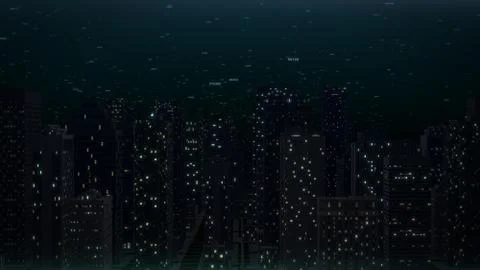 Generated computer city, technology and finance background 3d illustration Stockillustratie