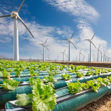 Generated image Green ripening crop field under plastic on an agricultural .. Stock Photos