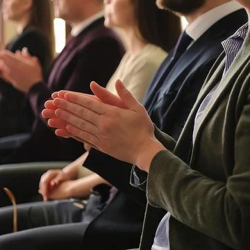 Generated image Mixed group people are clapping their hands in the office b.. Stock Photos