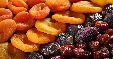 Generated Image, nuts and dried fruit Stock Photos