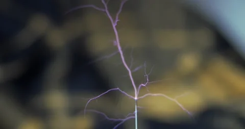 Generated lightning and children's fingers. Experiment with a resonant Stock Footage 244673374