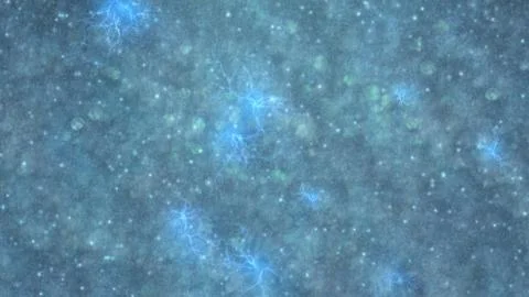Generated particles floating through blue space with lightning, abstract Stock Photos
