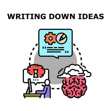 Generating and writing down creative ideas concept Stock Illustration