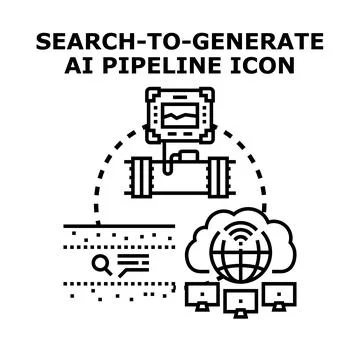 Generating artificial intelligence pipeline process searching data Stock Illustration