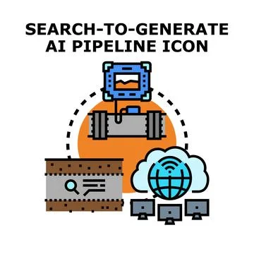 Generating artificial intelligence pipeline process searching data Stock Illustration