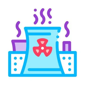 Generating Atomic Plant Vector Thin Line Icon Stock Illustration