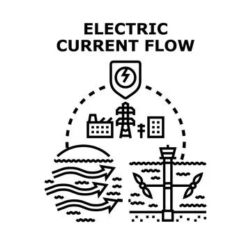 Generating clean electric current flow power energy Stock Illustration