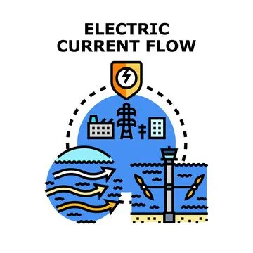 Generating clean electric current flow power energy Stock Illustration