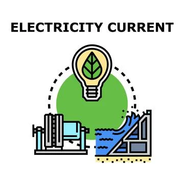 Generating clean electricity current from renewable water power Ilustración de archivo