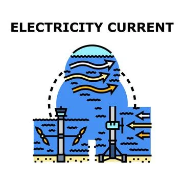 Generating clean energy using water currents vector Stock Illustration