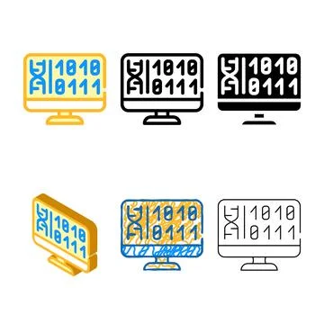 Generating clean protein cell using computer code color icon vector Illustrazione stock