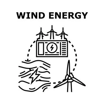 Generating clean wind energy concept illustration Stock Illustration
