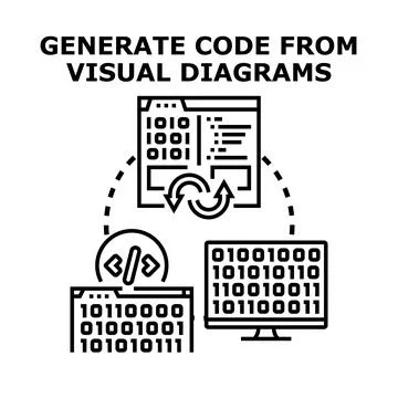 Generating code from visual diagrams concept vector Stock Illustration