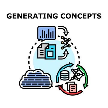 Generating concepts using data analysis and artificial intelligence Stock Illustration