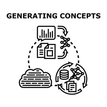 Generating concepts using data analysis and artificial intelligence Stock Illustration