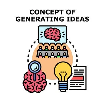 Generating creative ideas and business strategy concept Stockillustratie