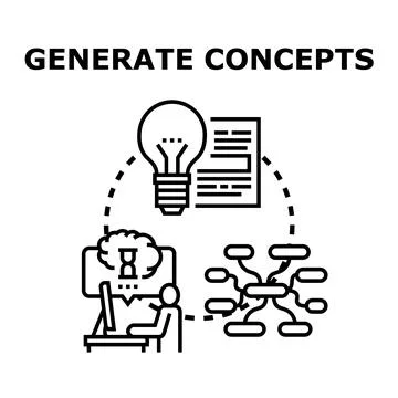 Generating creative ideas and problem solving concepts イラスト素材