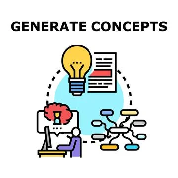 Generating creative ideas and problem solving concepts Stock Illustration