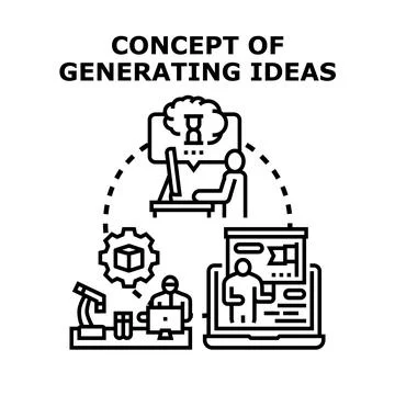 Generating creative ideas and process development 스톡 일러스트