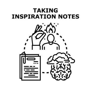 Generating creative ideas and taking inspiration notes イラスト素材